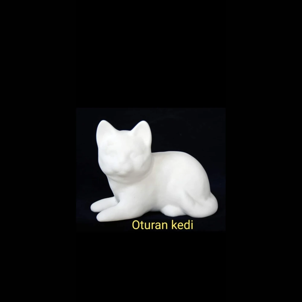 Büyük Oturan Kedi Alçı Kalıbı